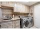 Well-equipped laundry room with granite counters, ample cabinets, and modern washer and dryer at 1040 E Osborn Rd # 1801, Phoenix, AZ 85014