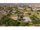 Aerial view of community amenities featuring volleyball and basketball courts, playgrounds, and picnic areas at 21512 S 225Th Way, Queen Creek, AZ 85142