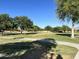 A neighborhood park with grassy areas and walking paths shaded by mature trees under a clear blue sky at 2678 E Firestone Dr, Chandler, AZ 85249