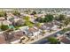 Overhead angle of a residential neighborhood displaying mature trees, sparkling pools and tree lined streets at 406 W Fellars Dr, Phoenix, AZ 85023