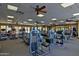 Well-equipped community gym offers a variety of modern fitness equipment, mirrors, and ceiling fans at 1197 W Rolls Rd, San Tan Valley, AZ 85143