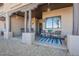 Covered patio with seating area and desert landscaping at 12438 N Saguaro Blvd # 108, Fountain Hills, AZ 85268