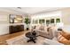 Cozy living room with neutral furniture, wood floors, and a view of the backyard at 7417 E Bonita Dr, Scottsdale, AZ 85250