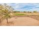 Spacious backyard featuring desert landscaping and a view of the green space with bench seating at 14450 N 132Nd Dr, Surprise, AZ 85379