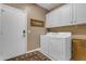 Functional laundry room with modern washer and dryer, ample storage cabinets, and stylish decor at 18187 E Via Jardin --, Gold Canyon, AZ 85118