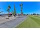 Lush golf course view with mature palm trees in Arizona at 10317 W Desert Forest Cir, Sun City, AZ 85351
