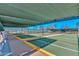 Multiple shuffleboard courts under protective awning, great for recreation at 10317 W Desert Forest Cir, Sun City, AZ 85351