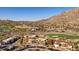 Expansive aerial view of golf community nestled in desert landscape against scenic mountain backdrop at 10801 E Happy Valley Rd # 86, Scottsdale, AZ 85255