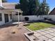 Well-maintained backyard featuring green lawn, decorative rock, covered patio and block fence for privacy at 4751 E White Aster St, Phoenix, AZ 85044