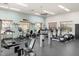 Gym featuring a ceiling fan, multiple windows, and several treadmills and ellipticals at 8359 E Ingram Cir, Mesa, AZ 85207