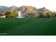 Expansive green golf course with mature trees and a water fountain in the background at 26336 W Tina Ln, Buckeye, AZ 85396