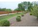 Picturesque walking path lined with lush greenery and desert vegetation in a serene setting at 26336 W Tina Ln, Buckeye, AZ 85396