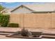 This backyard area features a low block wall and mature landscaping at 3348 E Sequoia Dr, Phoenix, AZ 85050