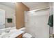 Bathroom featuring a shower, sink, and green towels for decor at 4829 E Charleston Ave, Scottsdale, AZ 85254
