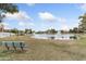Scenic community lake featuring waterside bench seating, fountains, and lush green spaces, offering a tranquil outdoor experience at 5755 W Harrison St, Chandler, AZ 85226