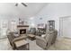 Relaxing living room featuring comfortable armchairs, a stone fireplace, and neutral decor at 5755 W Harrison St, Chandler, AZ 85226