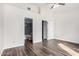 Spacious bedroom features a ceiling fan and attached bathroom with a combination shower/tub at 5808 E Brown Rd # 42, Mesa, AZ 85205