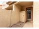 Enclosed patio featuring a storage shed with a metal security door provides ample storage space at 5808 E Brown Rd # 42, Mesa, AZ 85205