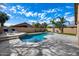 Backyard pool with deckchairs and palm trees at 9631 E Palm Ridge Dr, Scottsdale, AZ 85260