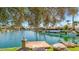 Beautiful waterfront view with lush landscaping and a private boat dock at 10421 N 100Th St, Scottsdale, AZ 85258