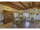 Dining room with wood ceiling, chandelier, and storage cabinets at 3119 Arroyo Hondo --, Carefree, AZ 85377