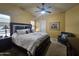 Spacious main bedroom boasts a vaulted ceiling and comfortable furnishings at 650 N Hawes Rd # 4326, Mesa, AZ 85207