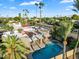 Aerial view of property featuring a backyard swimming pool and palm trees at 7309 E Rovey Ave, Scottsdale, AZ 85250