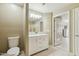 Bright bathroom featuring a dual sink vanity with ample storage and a large mirror for daily routines at 14000 N 94Th St # 2144, Scottsdale, AZ 85260
