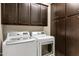 Functional laundry room offering matching washer and dryer, and ample storage cabinets at 2395 W Riverside St, Chandler, AZ 85248