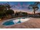 Backyard pool offers a serene view, surrounded by mature palm trees and enhanced by scenic waterfront for ultimate relaxation at 2395 W Riverside St, Chandler, AZ 85248
