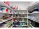 Well-stocked pantry with organized shelving, providing ample storage space for food and kitchen essentials at 3739 S 180Th Dr, Goodyear, AZ 85338