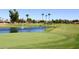 Scenic golf course with a serene lake, palm trees, and a mountain backdrop providing a picturesque setting for a round of golf at 416 Leisure World --, Mesa, AZ 85206