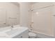 Bright bathroom featuring a vanity with a sink, a large mirror, and a shower over the bathtub at 2323 E Huntington Dr, Phoenix, AZ 85040