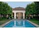 Reflective swimming pool showcasing the home's architecture, landscaping, and elegant design, creating a tranquil outdoor space at 5858 E Caballo Dr, Paradise Valley, AZ 85253