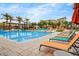 Resort-style pool area with lounge chairs, palm trees, and seating areas, perfect for relaxation at 1372 N Zane Dr, Chandler, AZ 85226