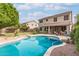 Backyard oasis with a sparkling pool, lush landscaping, and a covered patio at 1805 E Sagebrush St, Gilbert, AZ 85296