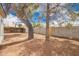 Spacious backyard featuring a block fence, mature trees, and storage shed at 1900 S Coconino Dr, Apache Junction, AZ 85120
