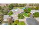 Aerial view of landscaped property, swimming pool and home at 1632 S Alba Cir, Mesa, AZ 85204