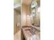 Elegant bathroom featuring granite countertops, a decorative mirror, and neutral color palette at 41823 N 111Th Pl, Scottsdale, AZ 85262
