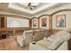Comfortable home theater with tiered seating, large screen, and cozy atmosphere for movie nights at 5902 E Arcadia Ln, Phoenix, AZ 85018