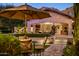 Picturesque outdoor living space with comfortable seating and mountain backdrop at 5902 E Arcadia Ln, Phoenix, AZ 85018