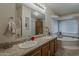 Bright bathroom with double sinks, a bathtub, and natural light at 890 E Tee St, San Tan Valley, AZ 85140