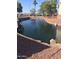 Scenic view of a tranquil community pond with lush landscaping and trees at 12123 W Bell Rd # 218, Surprise, AZ 85378