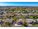Panoramic aerial view of a residential area featuring a lake, well-kept houses, and lush landscaping at 5670 W Linda Ln, Chandler, AZ 85226