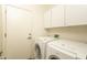 Bright laundry room with Bosch washer and dryer and white cabinetry, offering efficient laundry solutions at 8339 W Molly Ln, Peoria, AZ 85383