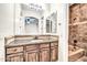 Bathroom featuring a vanity with granite countertop, tile backsplash, and a tub at 10059 W Villa Lindo Dr, Peoria, AZ 85383