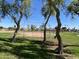 Baseball field surrounded by mature trees and lush green grass in a quiet residential neighborhood at 10817 W Wilshire Dr, Avondale, AZ 85392