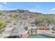 Outdoor pool area with mountain views and rock feature at 2008 E Rock Wren Rd, Phoenix, AZ 85048