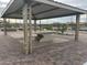 A beautifully-maintained common area with covered tables and shade structures, for community gathering and relaxation at 23781 N 162Nd Ave, Surprise, AZ 85387