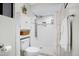 Modern bathroom with a beautifully tiled shower and updated fixtures at 5431 W Cochise Dr, Glendale, AZ 85302